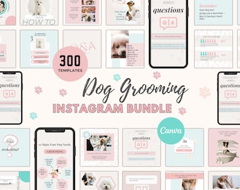 Szablony na Instagram dla pielęgnacji psów, media społecznościowe dla stylistów zwierząt (Canva)