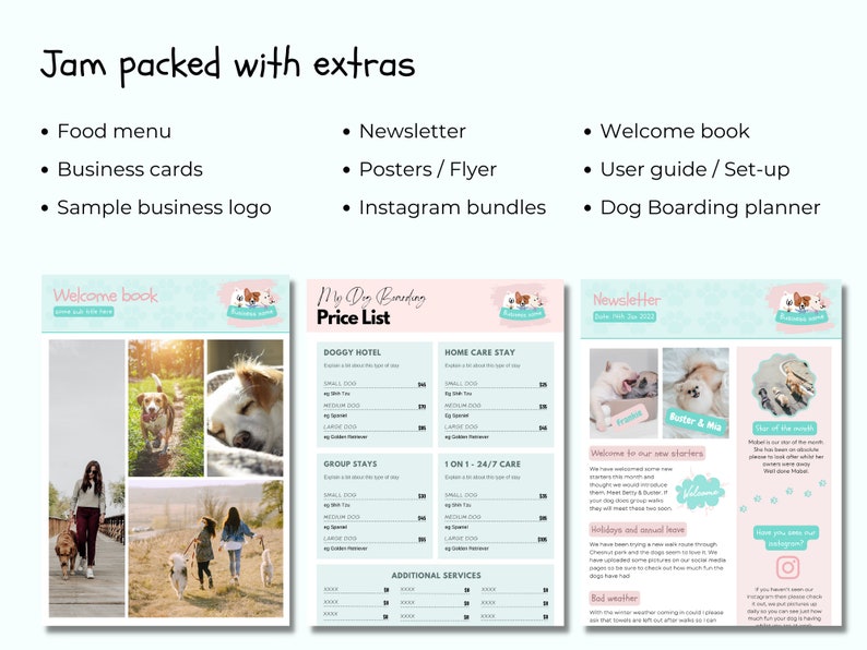 Dog Boarding Form Template Pack Dog Boarding Business Kit Etsy