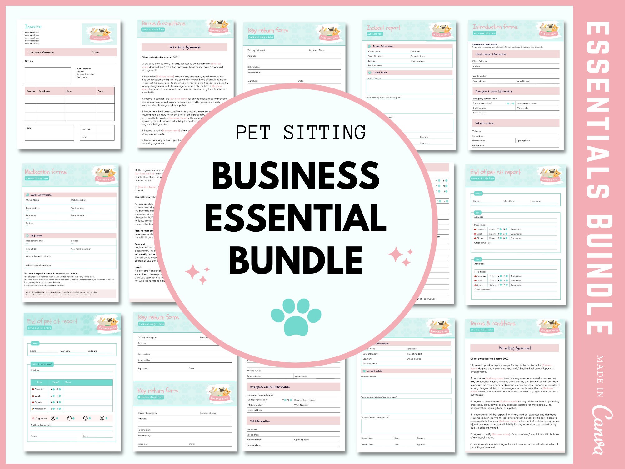 essential-pet-sitting-business-forms-bundle-pet-sitting-etsy-uk