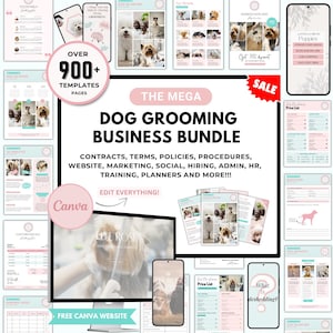 Dog Grooming Business Forms, Printable Flyer, Editable Instagram Templates, Grooming Logo, Pet Salon Menu, Dog Grooming Organizer, Posters