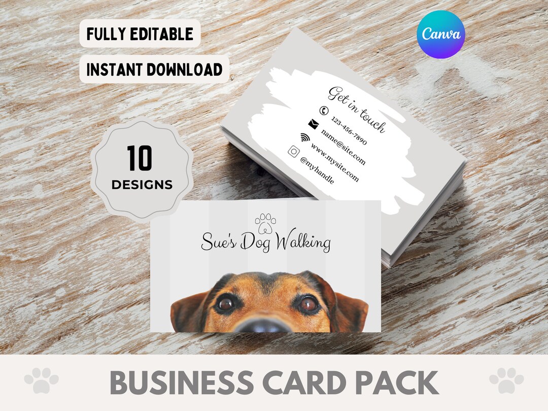 Dog Walking Business Cards Dog Walker Business Card Dog Walking Business Pet Business Card Business Card Template Business Cards - Etsy
