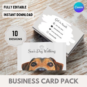Tarjetas de visita para pasear perros / Tarjeta de visita para pasear perros / Negocio para pasear perros / Tarjeta de visita para mascotas / Plantilla de tarjeta de visita / Tarjetas de visita