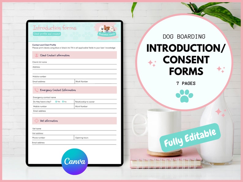 7 Page Dog Boarding Contract Dog Boarding Forms Dog Etsy