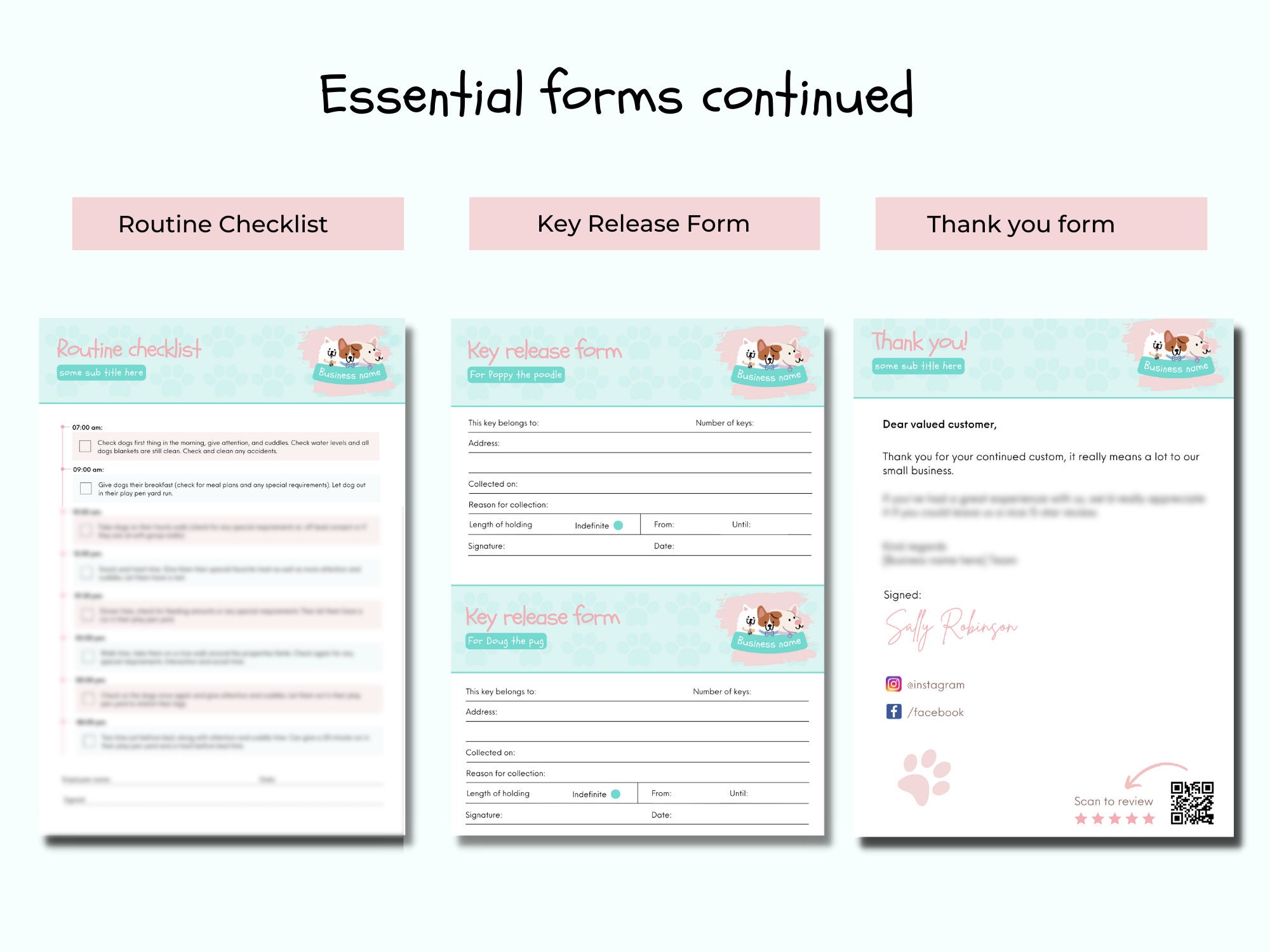 Dog Boarding Business Forms Bundle, Dog Boarding Forms, Dog Boarding Policy, Dog Boarding