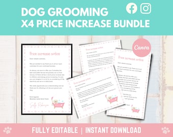 Hundepflege Paket Preiserhöhung | Haustier Preiserhöhungsalarm | Preisanpassungshinweis | Hundepflege Salon Preiserhöhung Poster