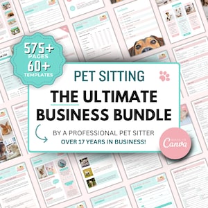 Pet Sitting Service Agreement, Printable Pet Sitting Business Contract, Editable New Client Intake Form, Business Signs, Invoice, CANVA
