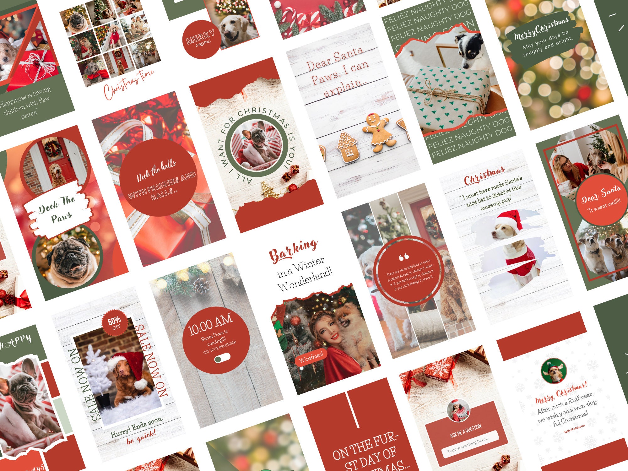 110 Christmas Dog Quote Instagram Templates, Dog Social Media, Pets