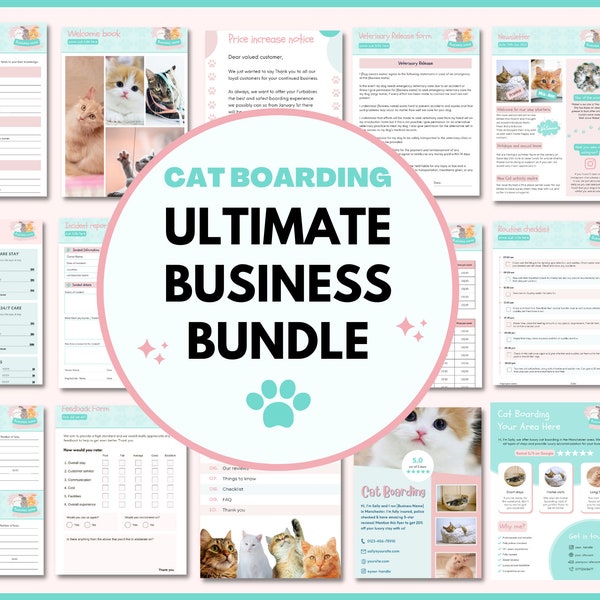 Cat Boarding Business Forms Bundle | Cat Boarding Forms | Cat Boarding Policy | Cat Boarding Contract | Cat Boarding Business | Cattery