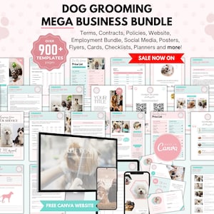 Dog Grooming Forms Bundle, Editable Contract/Agreement Templates, Printable Dog Grooming Policies/Procedures, Pet Salon Intake, Pet Business