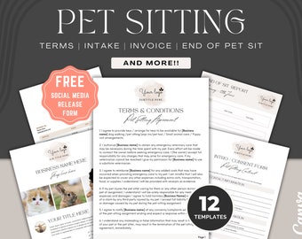 Pet Sitting Business Forms, Pet Sitting Contract Template, Printable New Client Intake form, Editable Pet Sitting Service Agreement, Invoice