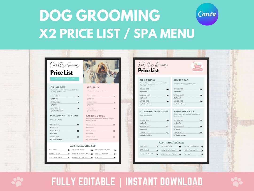 Dog Grooming Price List Dog Grooming Salon Price List Dog Grooming