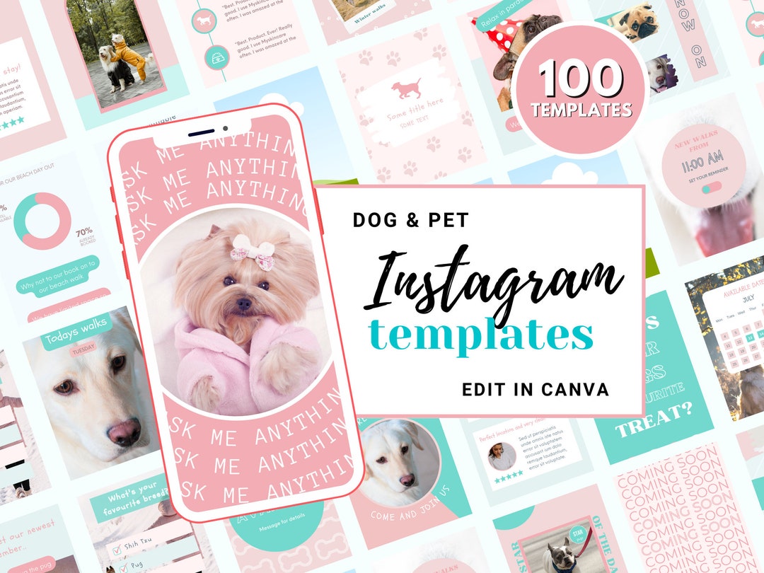 100 Dog Walking Instagram Template | Dog Walking Social Media ...