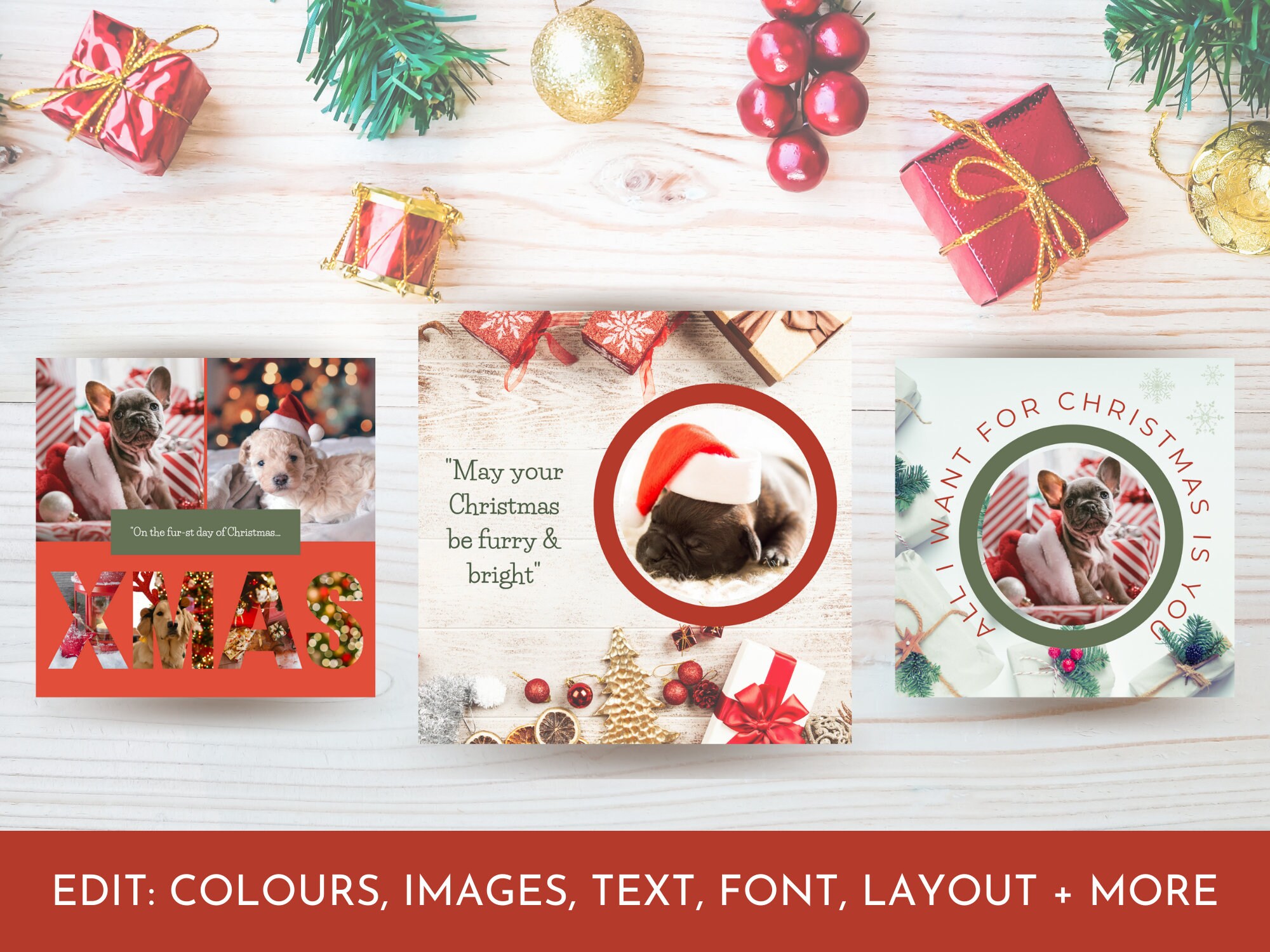 110 Christmas Dog Quote Instagram Templates, Dog Social Media, Pets