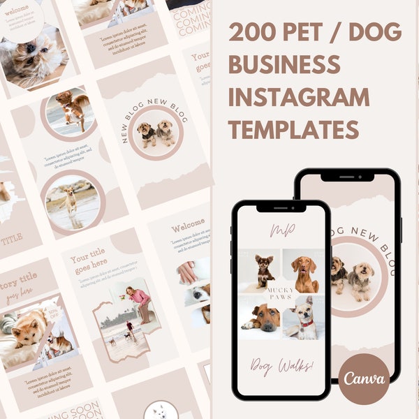 200 Dog Walking Instagram Template, Dog Walking Social Media, Dog Walking Business, Social Media Dogs, Pet Template, Dog Instagram Template