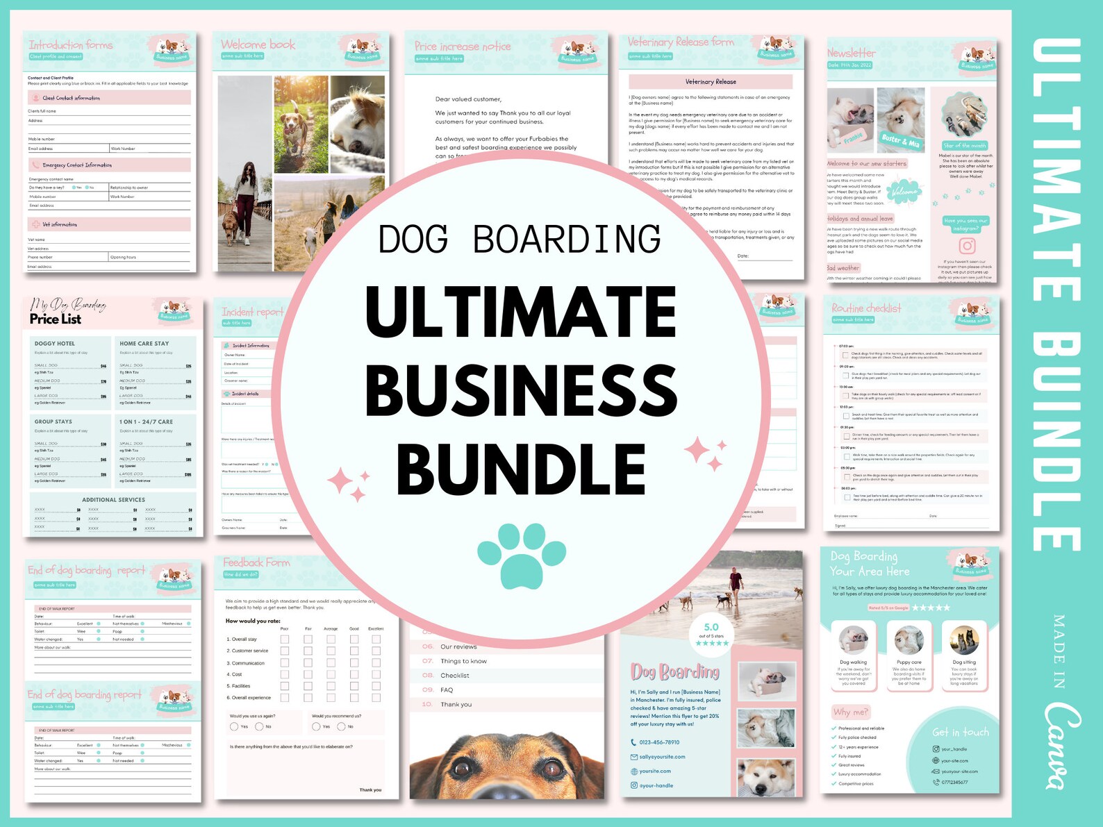 Dog Boarding Business Forms Bundle Dog Boarding Forms Dog Etsy UK