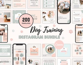 Dog Training Instagram Templates, Pet Business Social Media (Canva)