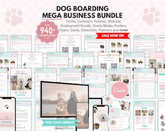 Dog Boarding Business Bundle, Contracts, Forms, Website (Canva Template)