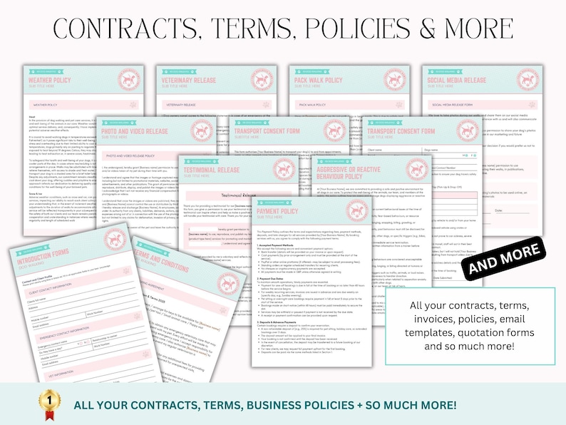ULTIMATE Dog Walking Business Forms Bundle | Dog Walking Contract | Dog Walking Forms | Dog Walker forms | Dog Walking Logo EDITABLE afbeelding 4