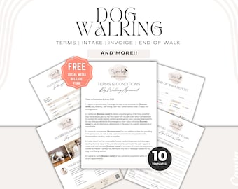 Dog Walker Agreement/Contract Template, Editable Dog Walking Business Forms