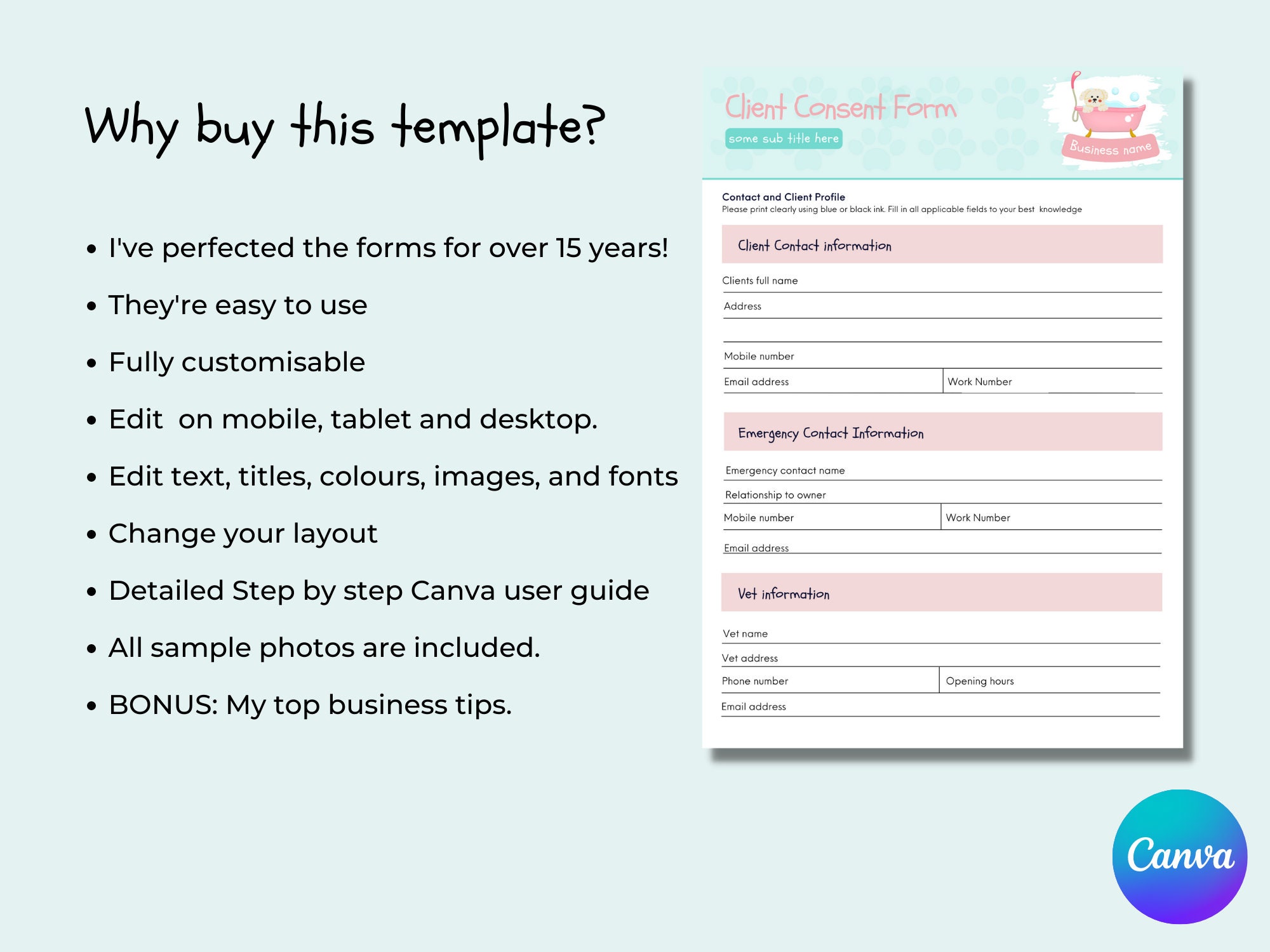 Grooming Intake Log - Etsy