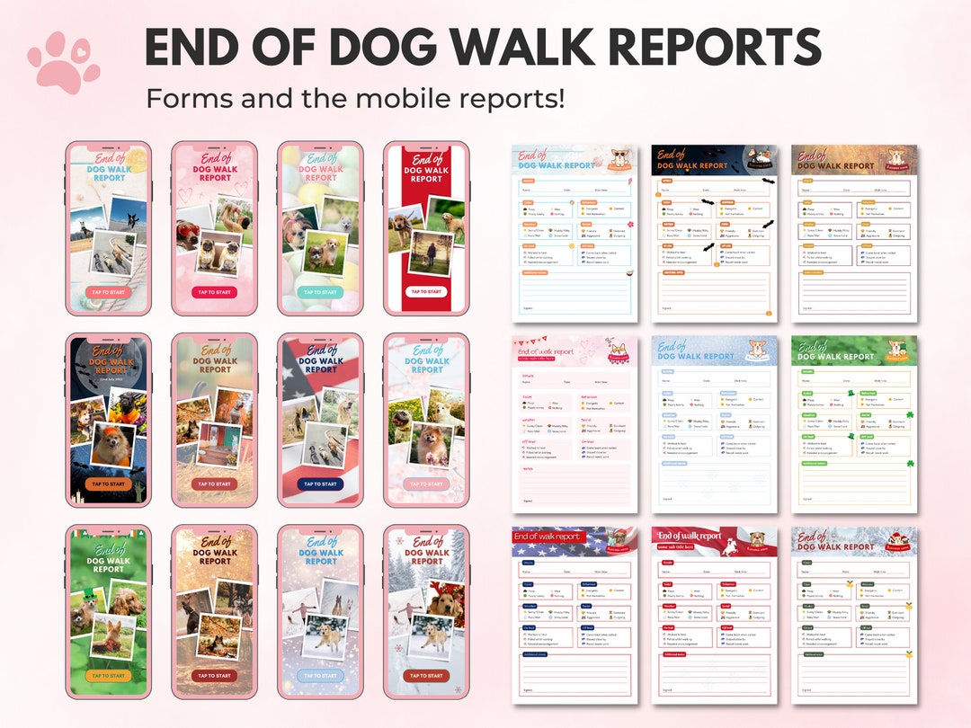 Dog Walking Report Card Electronic Report Card Dog Walker Forms Dog