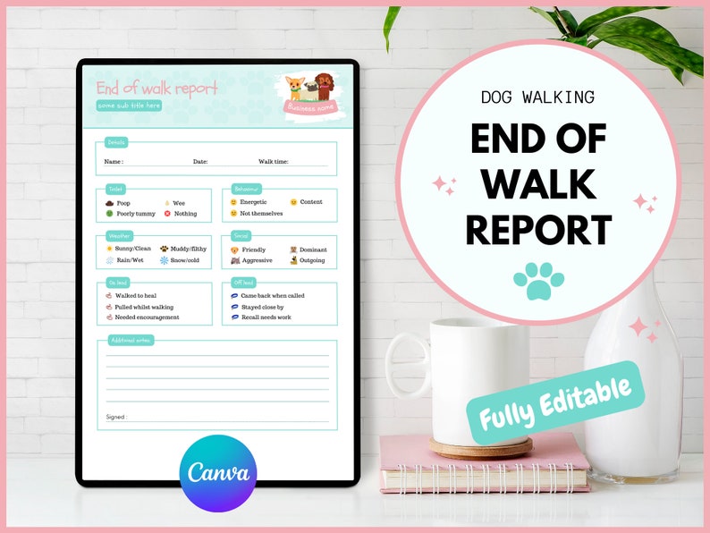 Dog Walking Report Card Dog Walking Forms Dog Walker Forms Etsy Australia