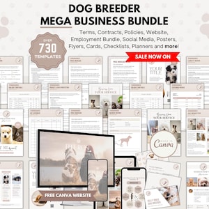 Puppy Breeder Forms, Editable Dog Breeder Starter Kit, Puppy Sales Contract, Puppy Paperwork Template, Dog Whelping Record, Puppy Agreement