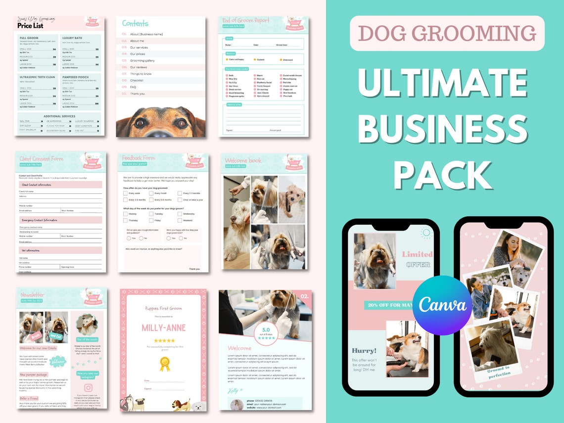 Dog Grooming Client Contract Form Dog Groom Book Dog - Etsy UK