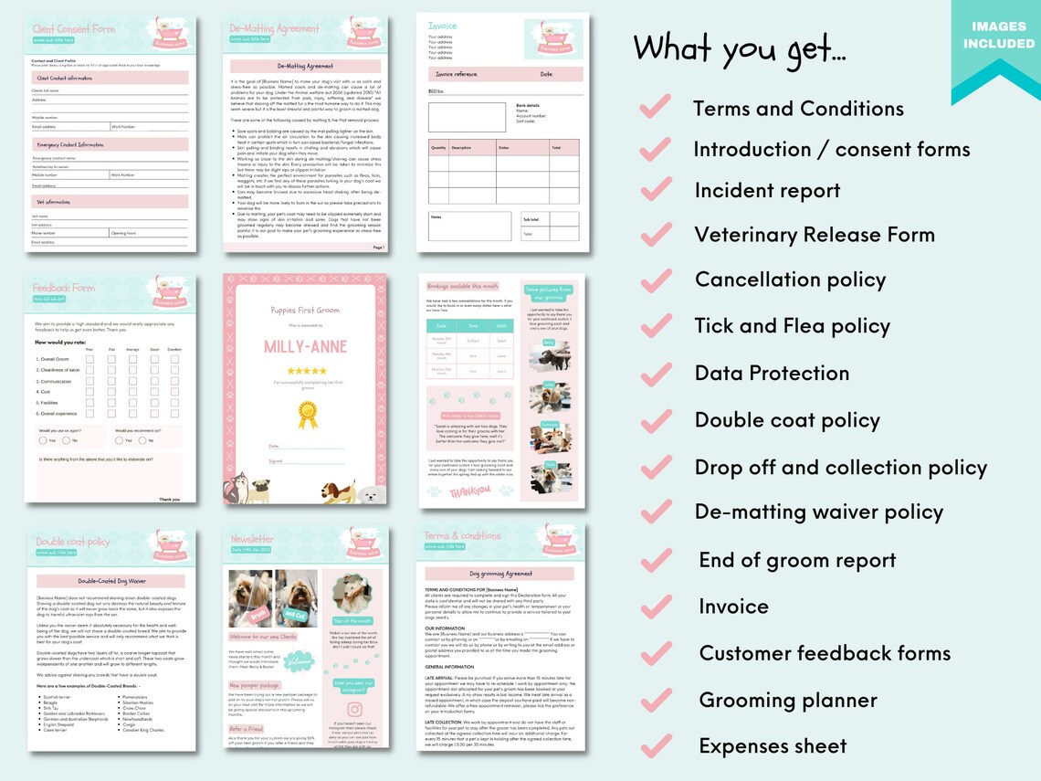Dog Grooming Business Forms Bundle Dog Grooming Forms Dog Etsy