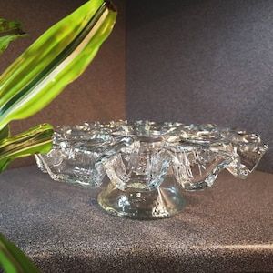 Vintage Scandinavian Glass Muurla of Finland pedestal/stand for Candles or Flowers