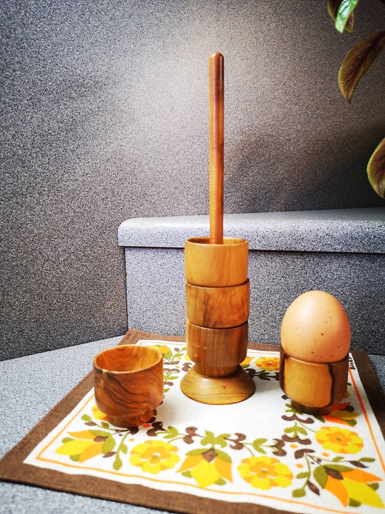 Egg Cup Rack Vintage Wooden Egg Cup Holder With 5 Cups - Etsy