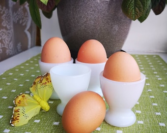 Set of Four Vintage Fire King 70's milk glass Easter Egg Cups