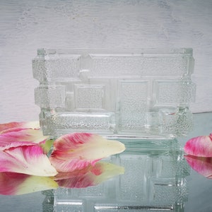 Vintage Czech SKLO Union Glass Vase &quot;The Brick Work&quot; by Jiri Zejmon, Rudolfova Hut Glassworks 1969