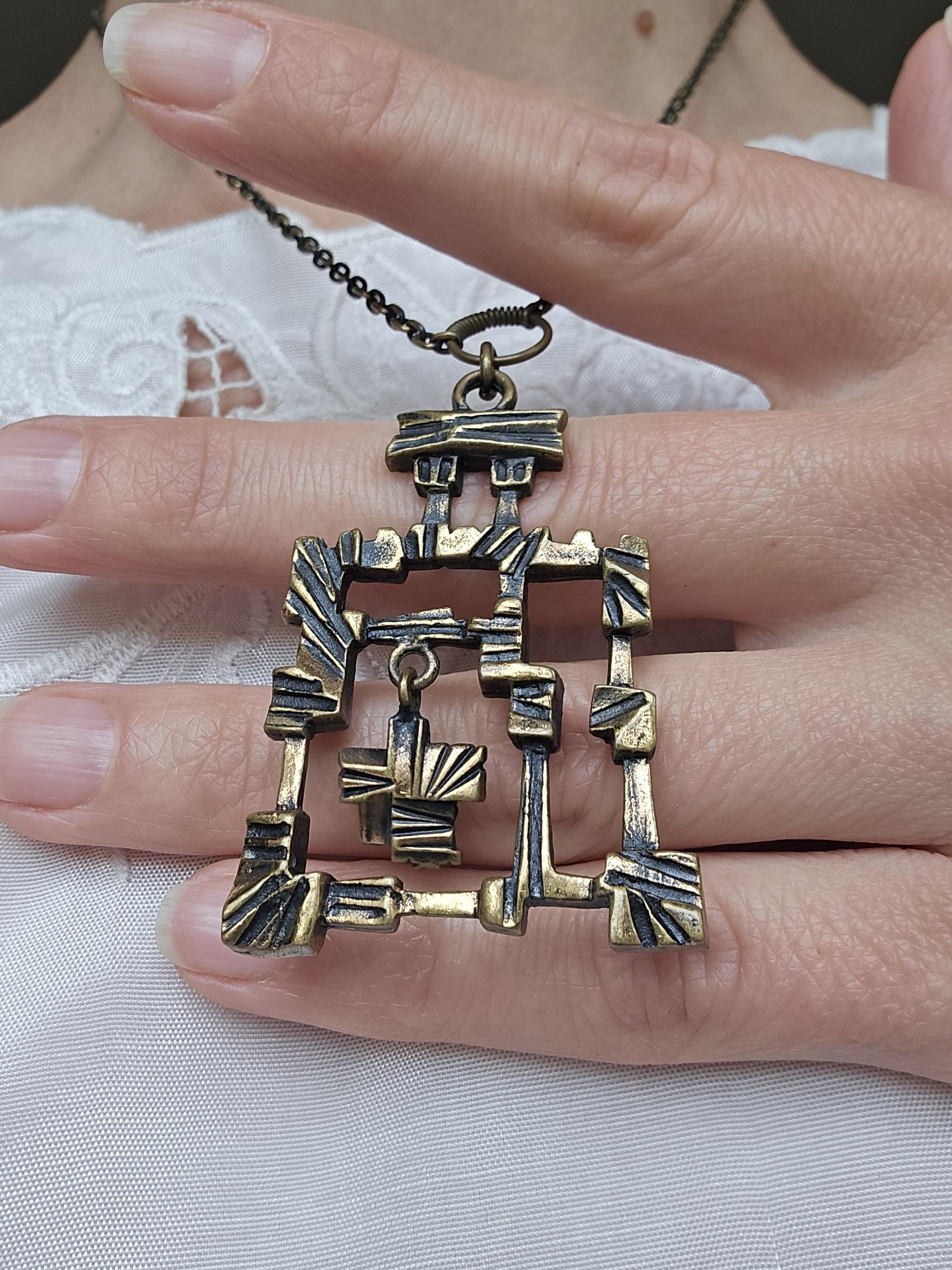 Vintage Pentti Sarpaneva, Finland Modernist Bronze Necklace - Etsy