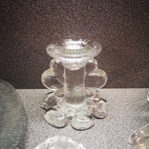 70&#39;s Pukeberg of Sweden hand made glass Candle holder, designer Staffan Gellerstedt
