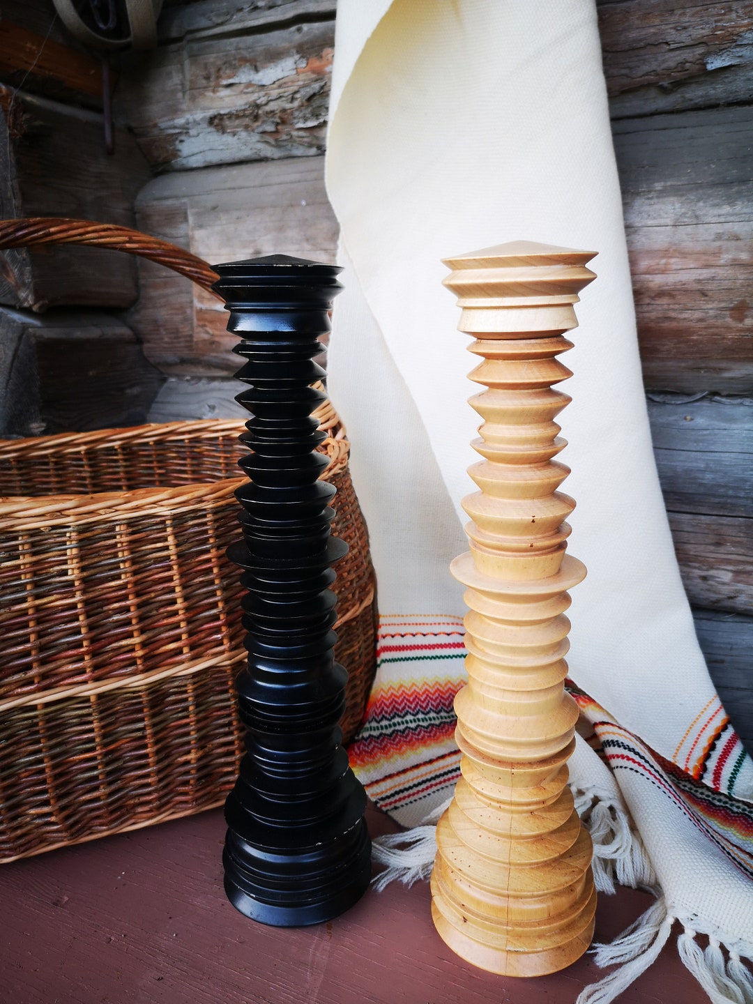 Vintage 15,6 Tall Turned Wood IKEA Salt and Pepper Mill Etsy