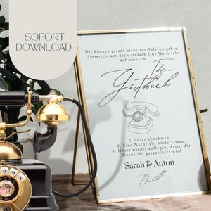 Wedding Sign Guest Book Telephone/ Audio! IMMEDIATE download. Customize your own personalized stand/DIY decorative wedding sign