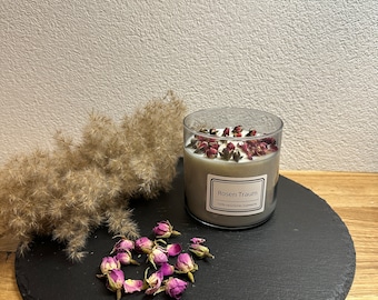 Scented candle with dried flowers - 100% natural soy wax