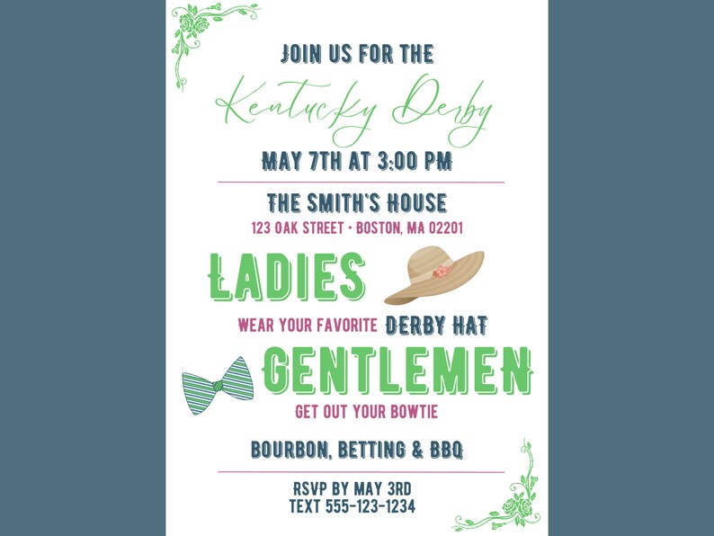 Customizable Kentucky Derby Invitation