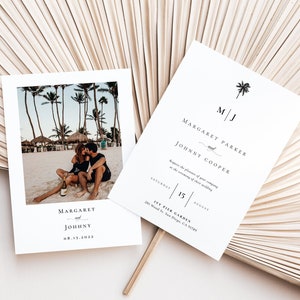 Palm Tree Wedding Invitation Template, Tropical Wedding Invitation Printable, Beach Wedding Invite Minimalist, Instant Download, Editable,