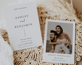 Moderne Save the Date Vorlage, Foto Save the Date, Editierbare Save Our Date, Minimalistische Save the Date Karte, %100 Editierbar, Sofortiger Download