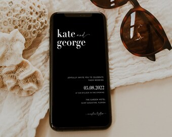 Black and White Wedding Evite: Minimalist Electronic Invitation (Digital)