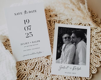 Save the Date Einladung, Minimalistische Save the Date Vorlage, Editierbare Save our Date, Save the Date mit Bild, Sofortiger Download