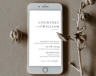 Modern Minimalist Wedding E-vite: Smartphone Invitation (Digital Download)