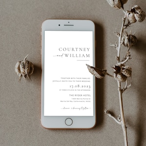 Digital Wedding Smartphone Invitation, Modern Minimalist Wedding Invitation, Electronic Invitation, Text Message Evite, Instant Download