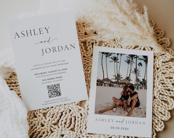 Minimalist Wedding Invitation Template with QR Code (Digital Download)