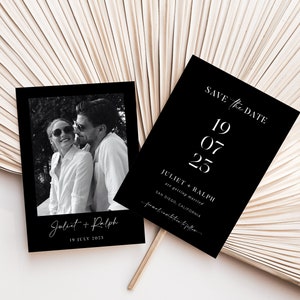 Black Save The Date Template, Minimalist Save The Date, Modern Save The Date With Photo, Editable Save Our Date, Printable, Instant Download