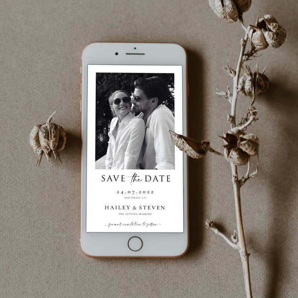 Photo Save the Date Template, Minimalist Save the Date Digital Invite, Electronic Save the Date Modern, Save the Date Invite With Picture