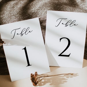 Modern Script Wedding Decors, Modern Table Number Template, Black and White Table Numbers, Printable Table Numbers, Calligraphy Table Number