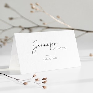 Modern Wedding Place Cards Template, Elegant Wedding Name Cards, Minimalist Escort Cards, Printable Place Cards, Editable Table Name